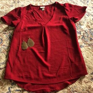 A New Day V-Neck Burgundy Blouse
